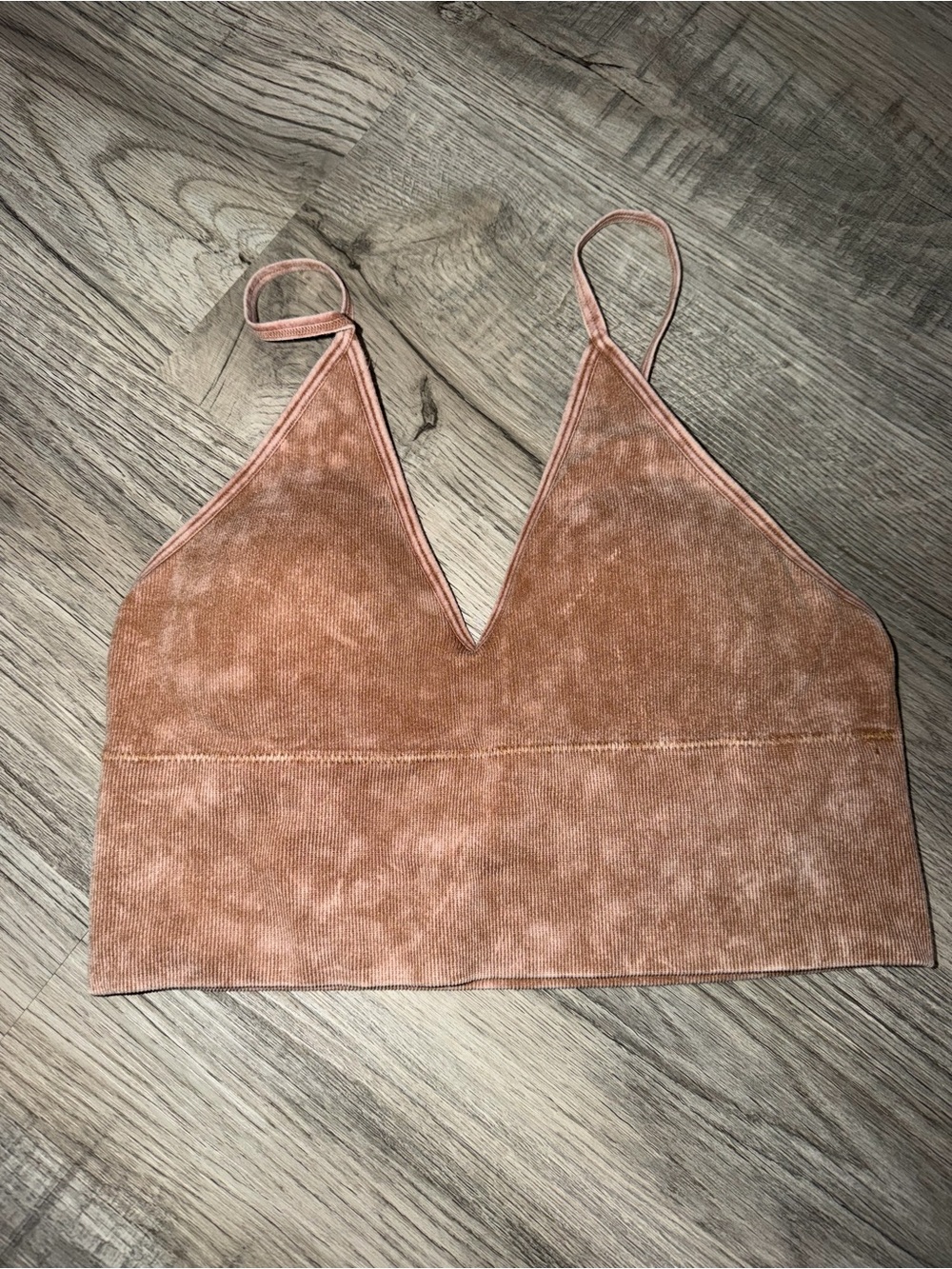 Zenana Outfitters Velvet V-Neck Crop Cami - Peach